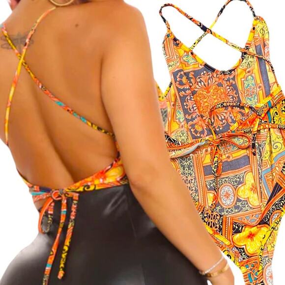 NWT Fashion Nova  Womens Bohemian Dreams Bodysuit Combo in Orange Size XXL 2X… - Picture 6 of 7